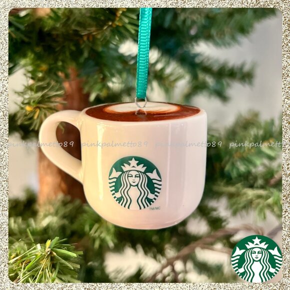 πβ NIB/NWT 2025 Starbucks Ceramic Latte Mug Christmas Tree Ornament Dated - Picture 1 of 8